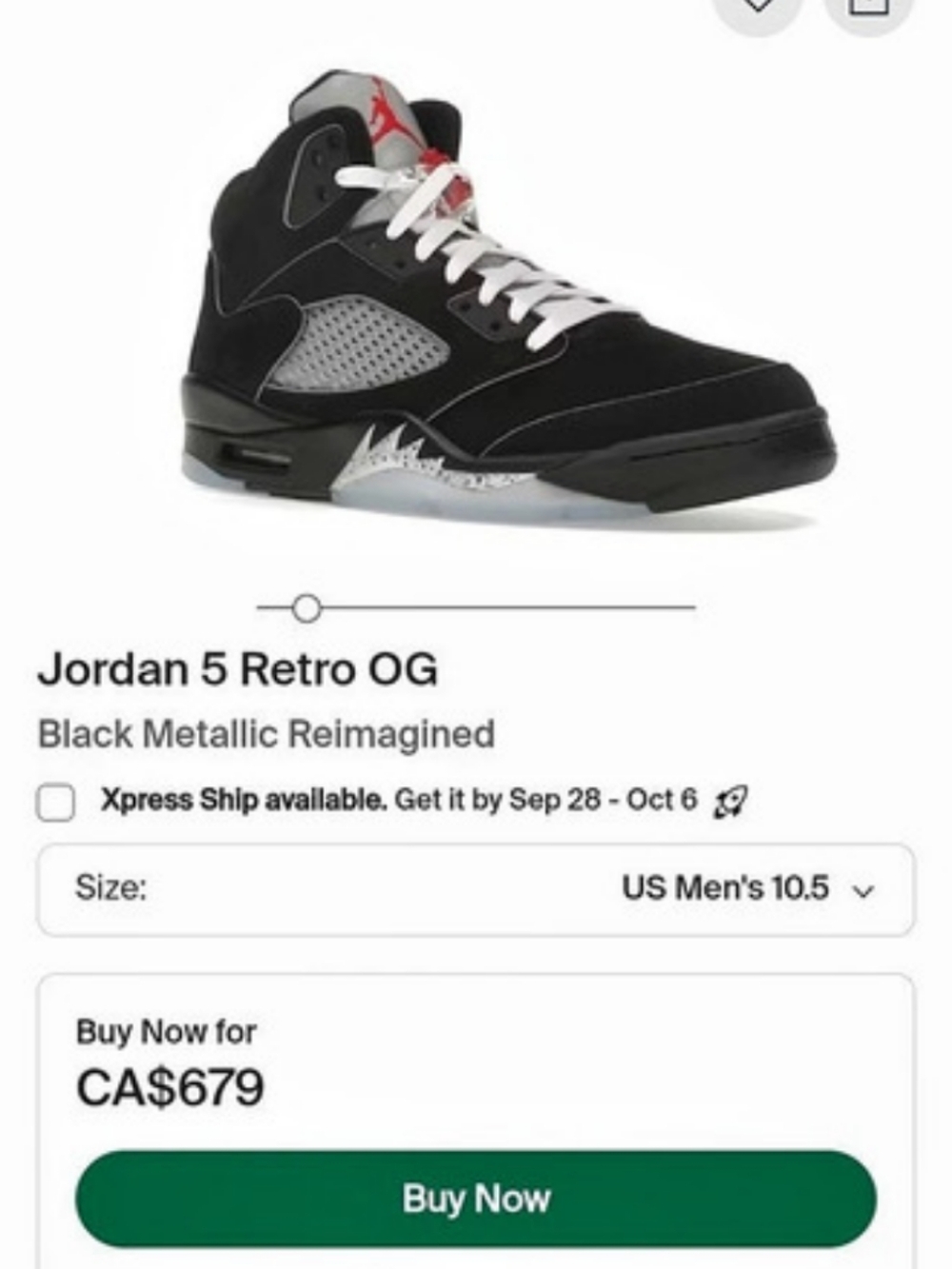 Jordan Air Jordan 5 Retro OG 'Black Metallic Reimagined' Black & Red Men's US 10